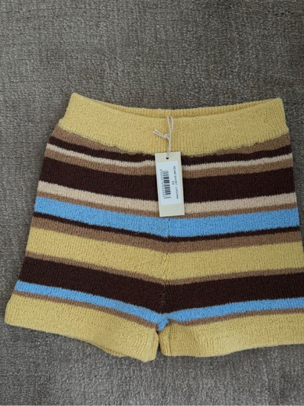 Elce Striped Knit Women’s Shorts in Yellow, Brown & Blue